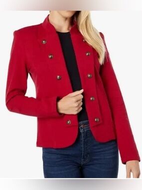 NWT Tommy Hilfiger Women's Red Military Band Jacket Stretch Cotton Size S